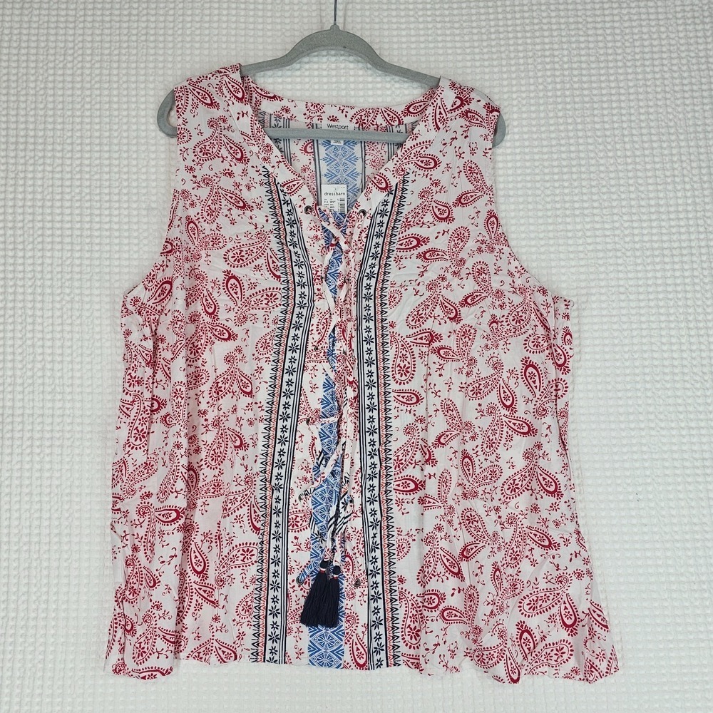 Women's Tunic Sleeveless Blouse Patriotic 3X Red White Blue NWT - Picture 4 of 16